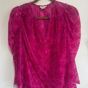 Shoshanna Velvet Pink Floral Print Women's Top Size M